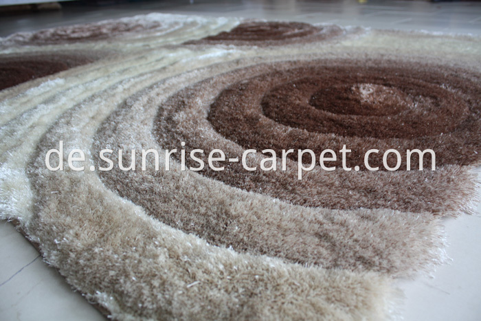 Polyester Silk Shaggy 3D Beige Rug